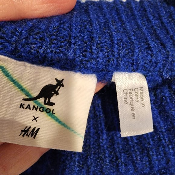 Kangol + H&M Striped Logo Sweater Jumper Oversized Long Sleeve Winter sz XS - Picture 6 of 10